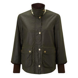 Barbour Heritage Cropped Border Wax Jacket, Sage